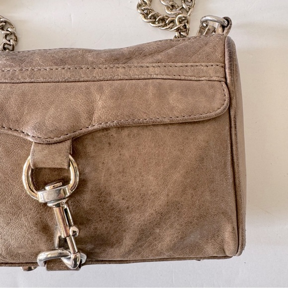 Rebecca Minkoff Mini MAC Convertible Crossbody Bag Taupe Gold Leather - Picture 4 of 15